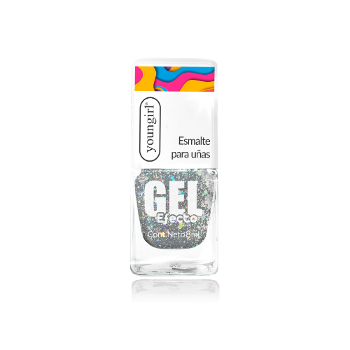 Y.G. – ESMALTE EFECTO GEL SOY RADIANTE Nº26 (PLATA GLITTER)