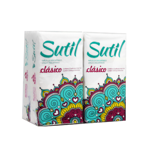 PAÑUELOS DESCARTABLES SUTIL PACK x 4 un.